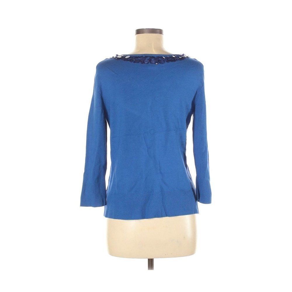 JM Collection Blue Pullover Sweater Medium - Picture 2 of 2